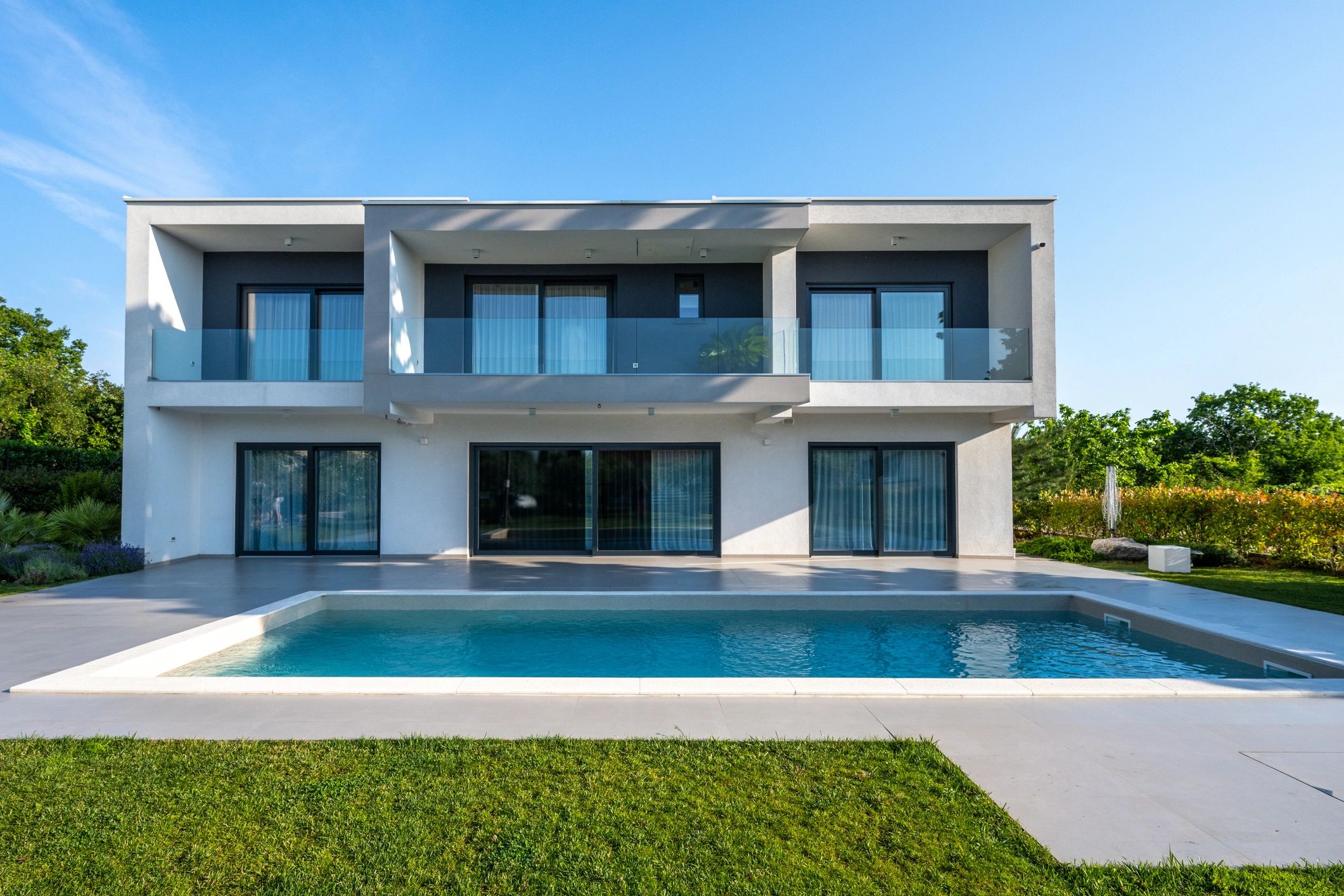 Clean modern home exterior and driveway