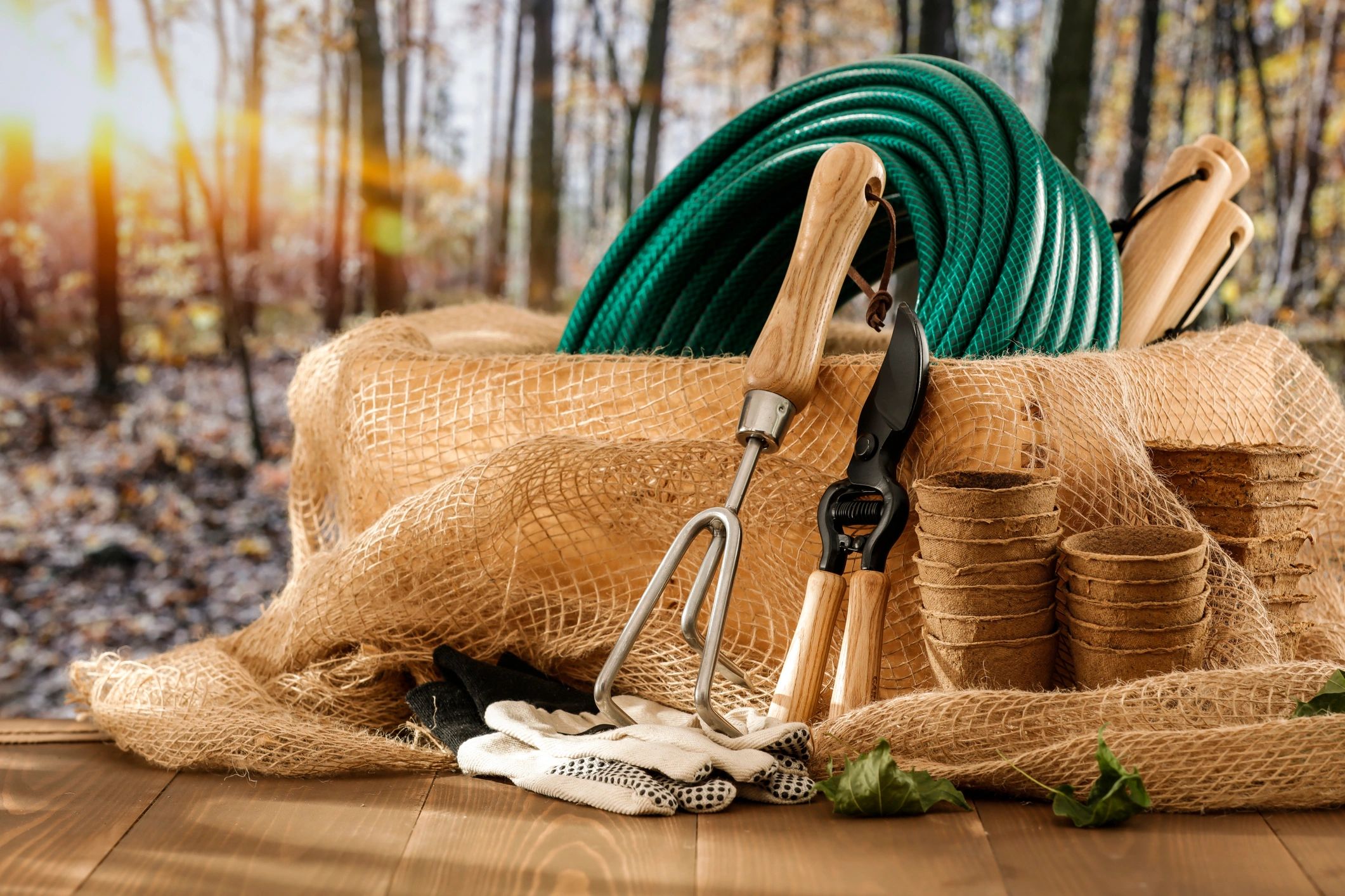 Landscaping tools ready for yard work